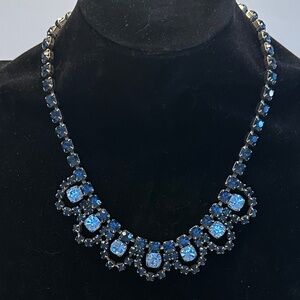 DANNY POLLAK - Midnight Sapphire Crystal Statement Necklace Luxe Glam